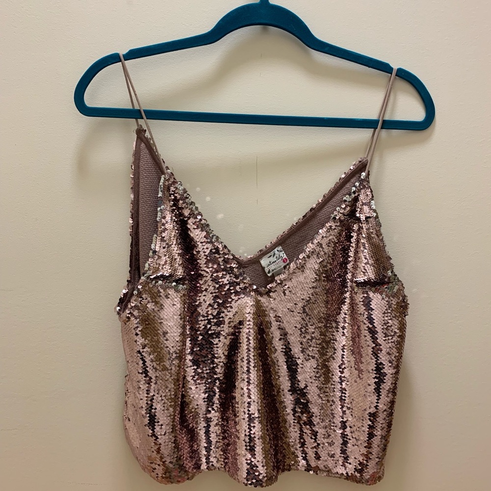 Free People blush sequin cami